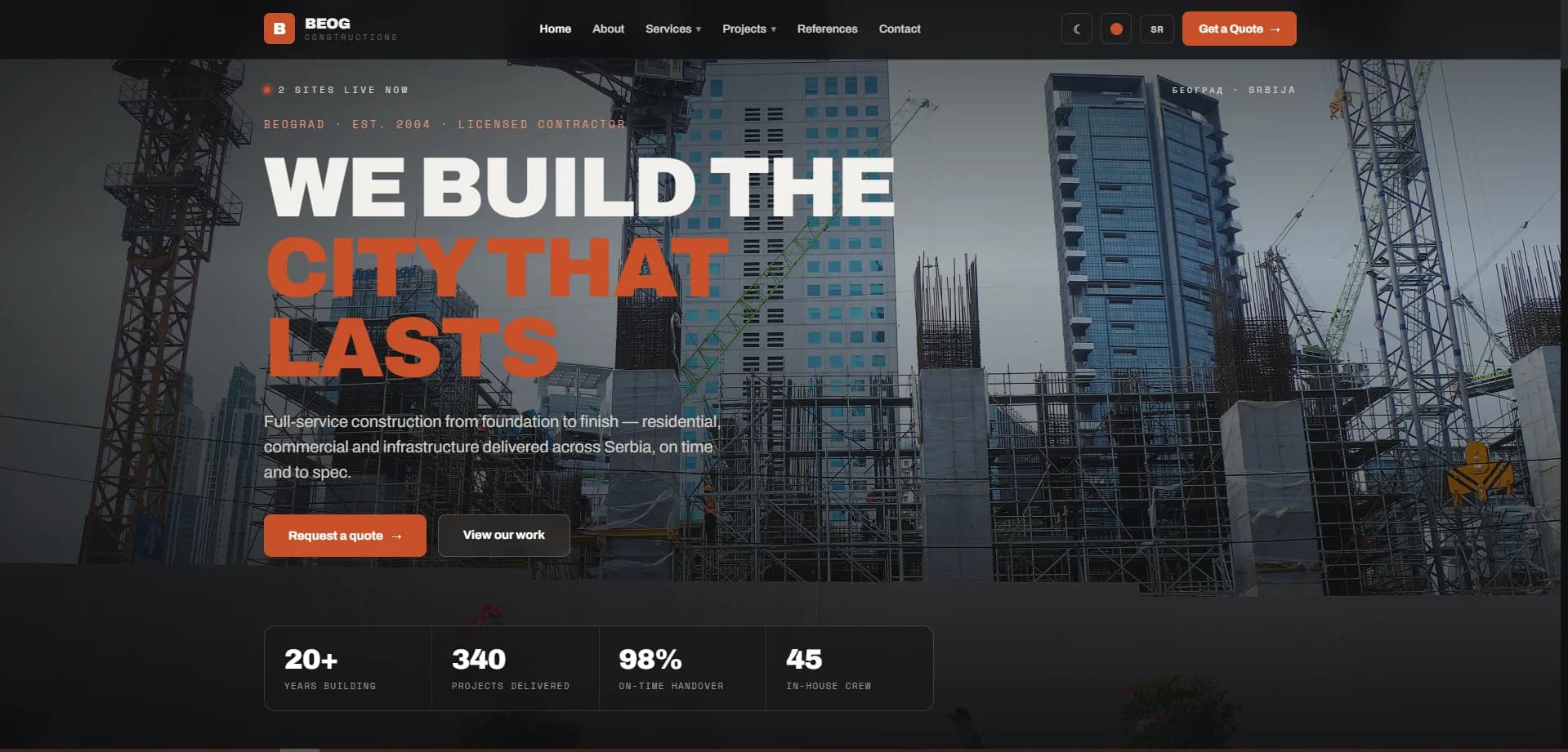 Beog Construction website