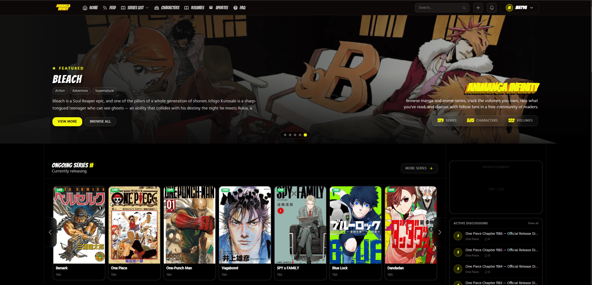 Animanga Infinity homepage