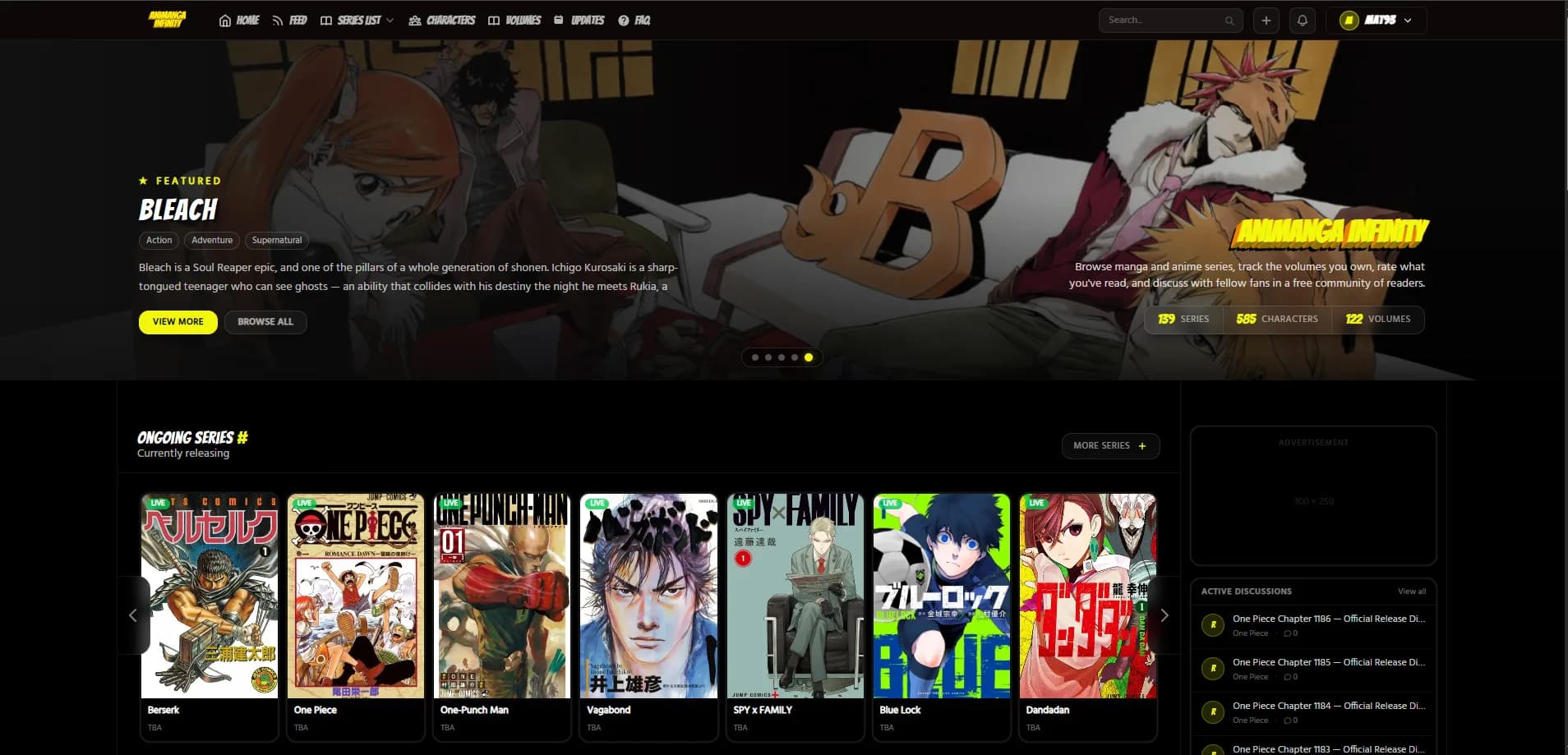 Animanga Infinity homepage